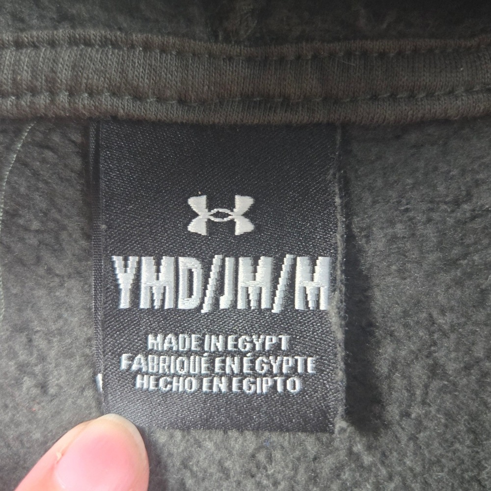 Under Armour Youth Medium Black Camo Logo Hoodie Pullover Fleece Sweatshirt - Picture 4 of 4